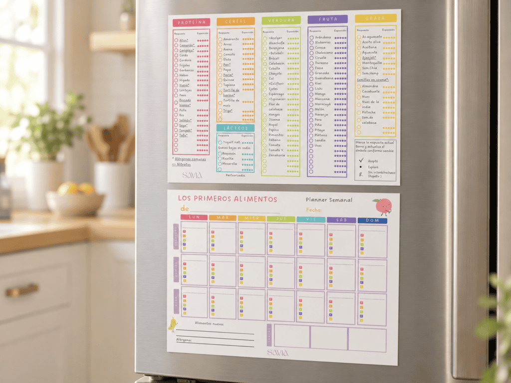 Planner magnético de alimentación complementaria con dos piezas en refrigerador