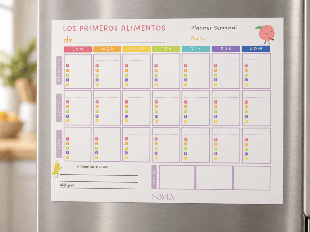 Planner semanal para organizar la alimentación complementaria