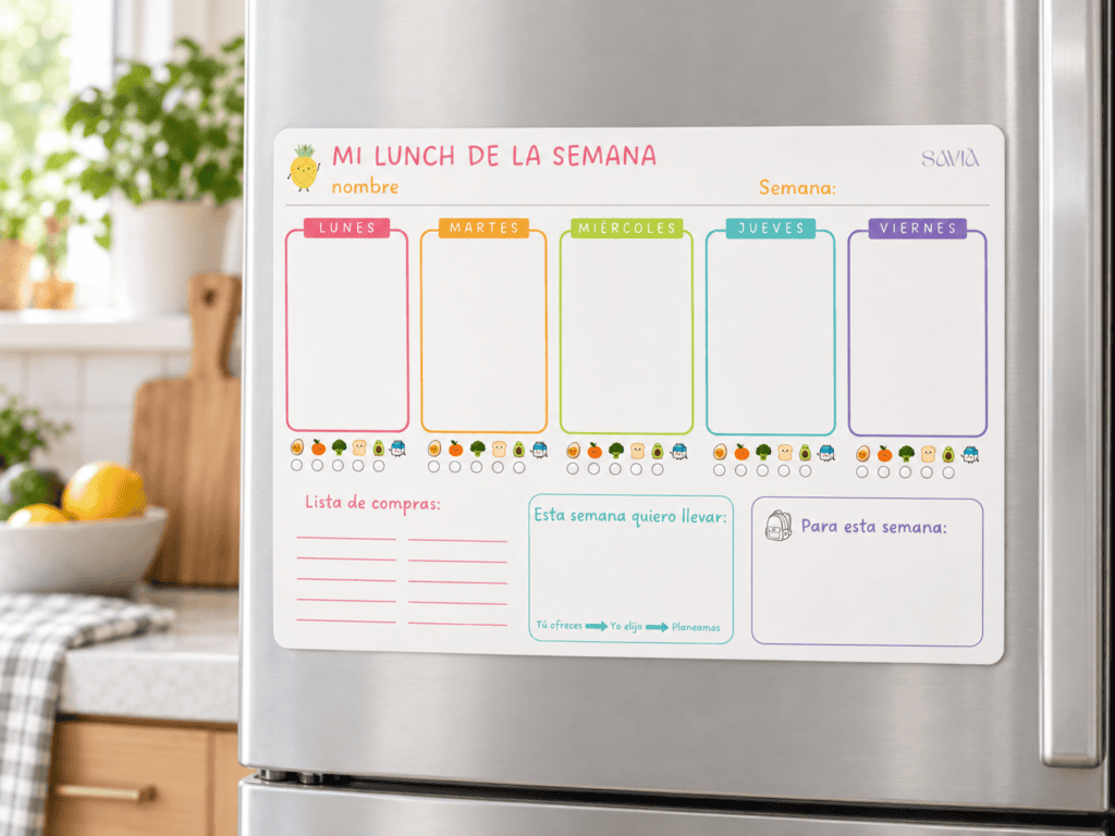 Planner magnético para organizar el lunch escolar de la semana